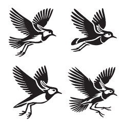 High-Quality Vector Silhouette of a Flying Little Egret on White Background