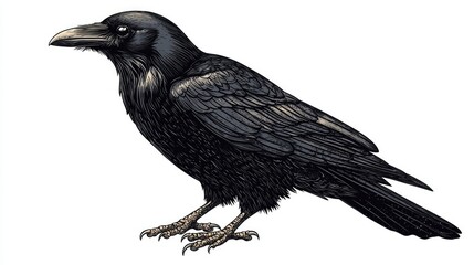 Fototapeta premium A Detailed Illustration Of A Black Raven Bird