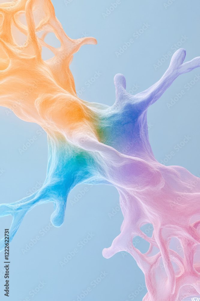 Leinwandbilder a vibrant, three-dimensional close-up of two neuron endings where neurotransmitters are visibly tran