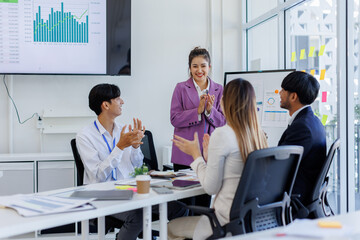 Team Of Asian Business working at the office with documents on desk, planning analyzing the financial report, business plan investment, Consultant, finance analysis concept.