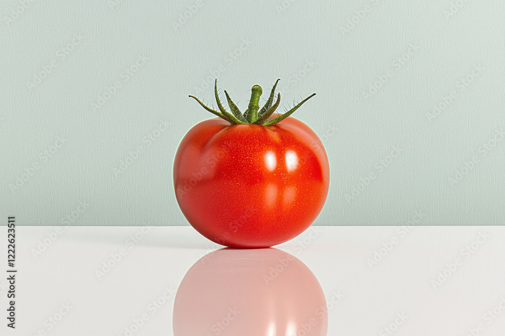 Poster A minimalist composition featuring a single heirloom tomato with deep red shades, reflecting elegant