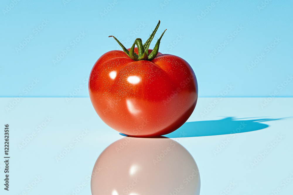 Poster A minimalist composition featuring a single heirloom tomato with deep red shades, reflecting elegant