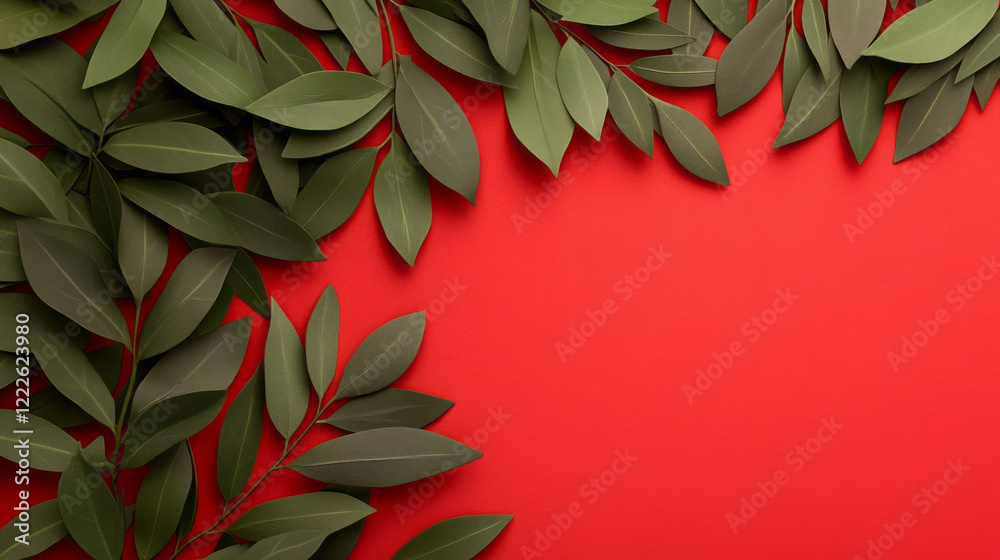 Aufkleber A vivid pattern of intersecting, sharp green stems arranged on a strong red gradient, highlighting t
