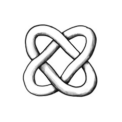 Endless knot, yoga, hand-drawn pencil drawing, illustration, black, transparent background, PNG