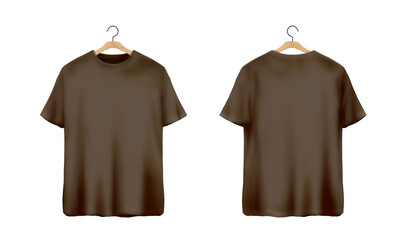 Brown T Shirt Front And Back with hanger	