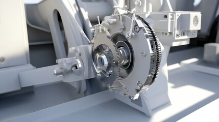 Close-up view of a mechanical engine component showcasing intricate details and design