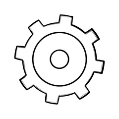 Technology, gear wheel, hand-drawn pencil drawing, illustration, black, transparent background, PNG