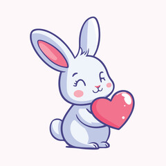 A cartoon rabbit with a heart in his hand vector illustration 