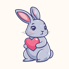 A cartoon rabbit with a heart in his hand vector illustration 