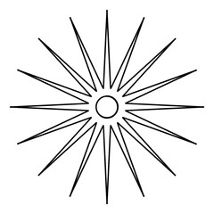 Yoga, sun, Chakra, mandala, hand-drawn pencil drawing, illustration, black, transparent background, PNG