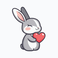 A cartoon rabbit with a heart in his hand vector illustration 