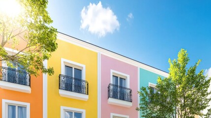 Colorful Houses on Sunny Day