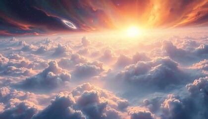Fototapeta premium Celestial Sunrise Above a Sea of Cloudscape