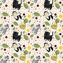 Cute Safari Animals Seamless jpeg pattern