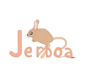 Isolated illustration of jerboa for kids English alphabet 