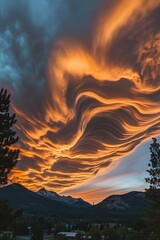 A breathtaking layered sky with streaks of orange and gray clouds at dusk
