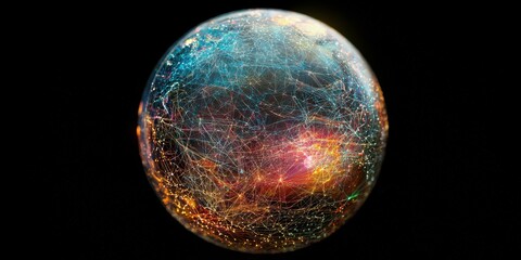 Naklejka premium Futuristic globe ai and global connections in the digital realm