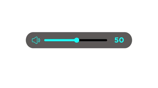 Sound volume slider level up animation Isolated on White Background