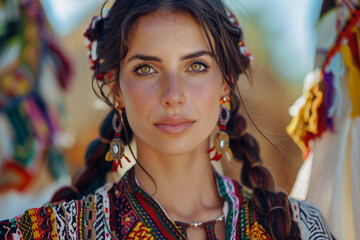 Fototapeta premium Portrait of a person male female in Traditional Gypsy Attire Celebrating Cultural Heritage, Generative AI