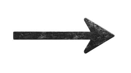 Black arrow icon in flat style, isolated on transparency background, conveying direction and movement