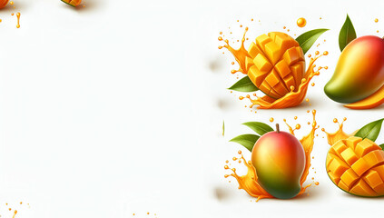 Mango in juice splash isolated on a white background | Premium AI-generated image
