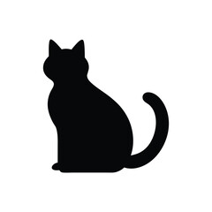 Black Cute Cat Silhouette Vector and Perfect for logos