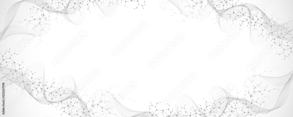 Poster molecular abstract structure and genetic engineering dna. healthcare and medicine background concept