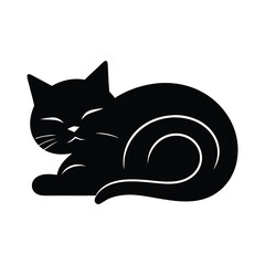 Black Cute Cat Silhouette Vector and Perfect for logos