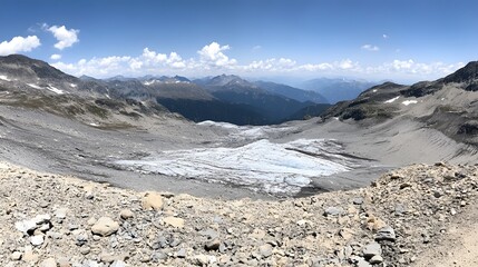 Stunning Aerial View of Glacier in Mountain Range
