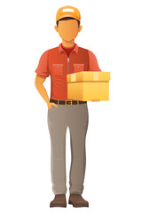 delivery young man courier service vector illustration isolated on white background
