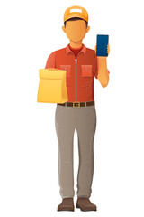 delivery young man courier service vector illustration isolated on white background