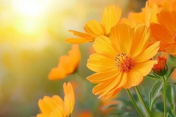 Morning nature with its yellow flowers, captured in a vantage or retro tone