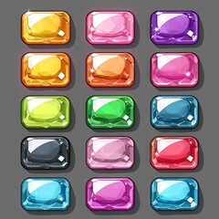Elegant, polished crystal squares, ideal for web or game design.