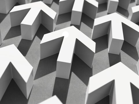 Many Arrows Pointer Signs on Concerte Background