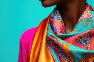 Obraz premium Woman in Vibrant Silk Scarf