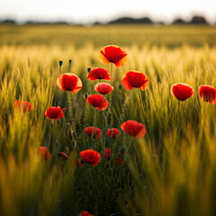 Obraz premium poppies in a wheat field