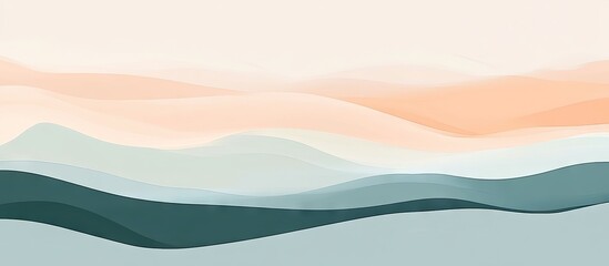 Minimalist modern background with soft pastel waves in peach, mint, and teal creating a serene, calming atmosphere ideal for projects.