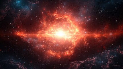 Cosmic Explosion Nebula Vibrant Red and Orange Celestial Event