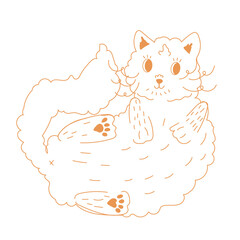 outlined drawn cat wallowing and smiling