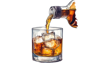 Isolated Whiskey Glass Drawing