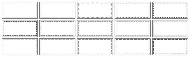 Seit of rectangle frame styles with dashed borders