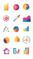677. 161. various designs on data icons, vibrant, isolated on a white background, --ar 9:16 --v 6.1 Job ID: c9d50ac1-dba6-4e74-860c-6f0f5409e0a4