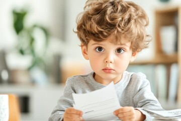 A parent holding a report card with low grades, their expression conflicted between disappointment and understanding