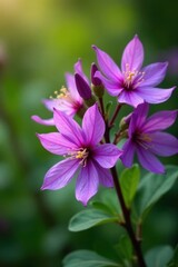 Purple Loropetalum flowers blooming in a garden, botanical, loropetalum