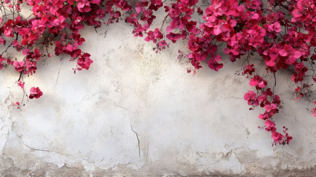 Vibrant pink bougainvillea cascading.