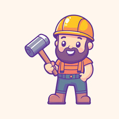 Sweet Construction Delight Cute Little Worker Vector Illustration