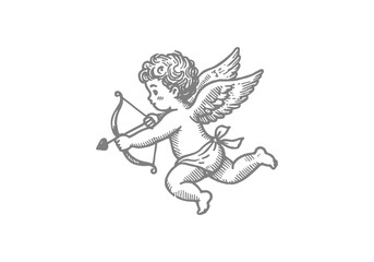 Cupid hand drawn sketch vector