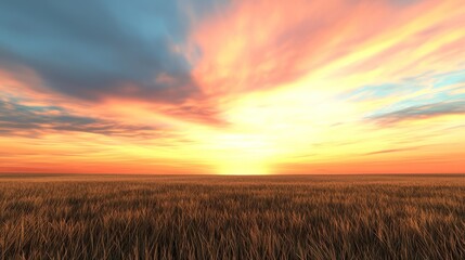 Fototapeta premium Sunset over a golden field