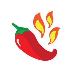 Red Hot Natural Chili Icon: Vector Illustration Template for Spicy Food
