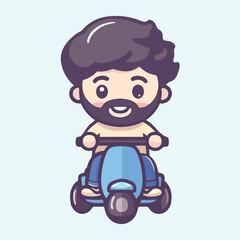 Cute Boy Riding Motorbike vector illustration 